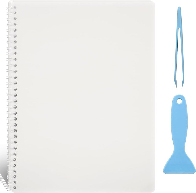 Ruatu Large Reusable Sticker Book Collecting Album 8.5×11 Inch Sticker Collection Storage Book with 40 Sheets Blank Release Paper, Restickable Stickers Organizer Notebook with Tools (Clear) - Image 1